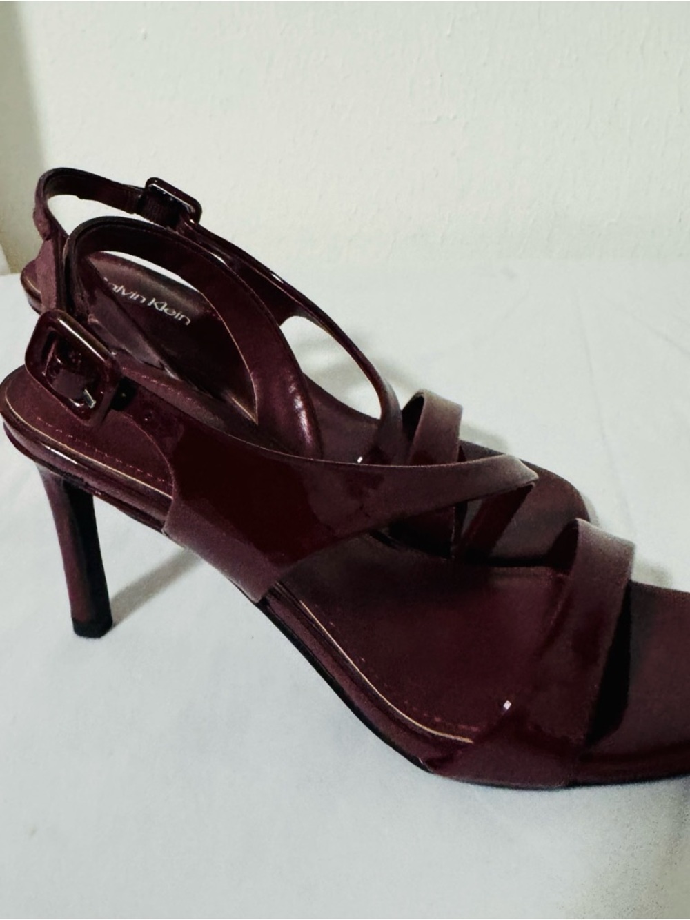 Calvin Klein Women’s Size 5.5M Wine Patent Strappy High Heel Ankle Strap EUC - Picture 10 of 10